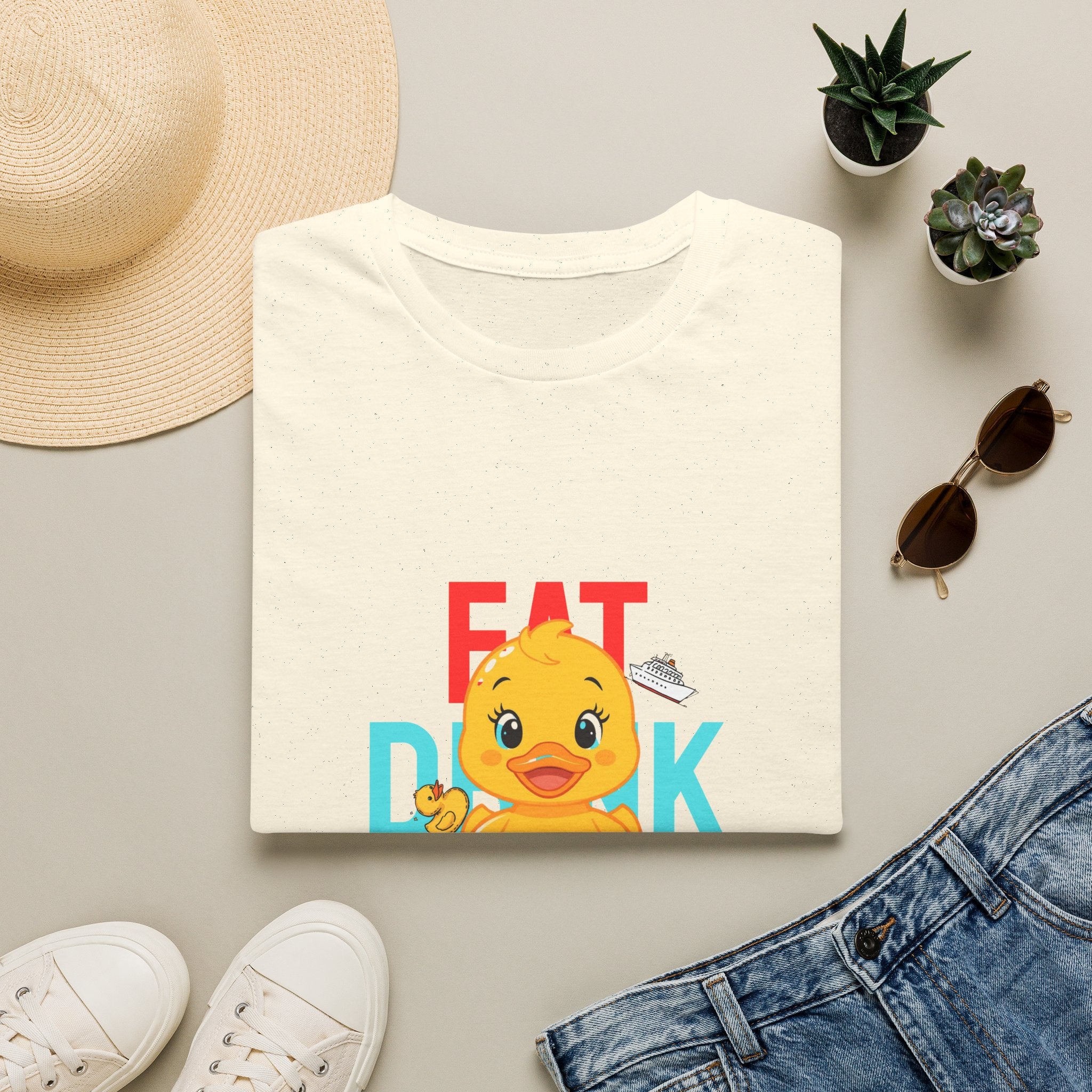 Duck Graphic T-Shirt — Cute "Eat Drink, Duck" Cartoon Tee
