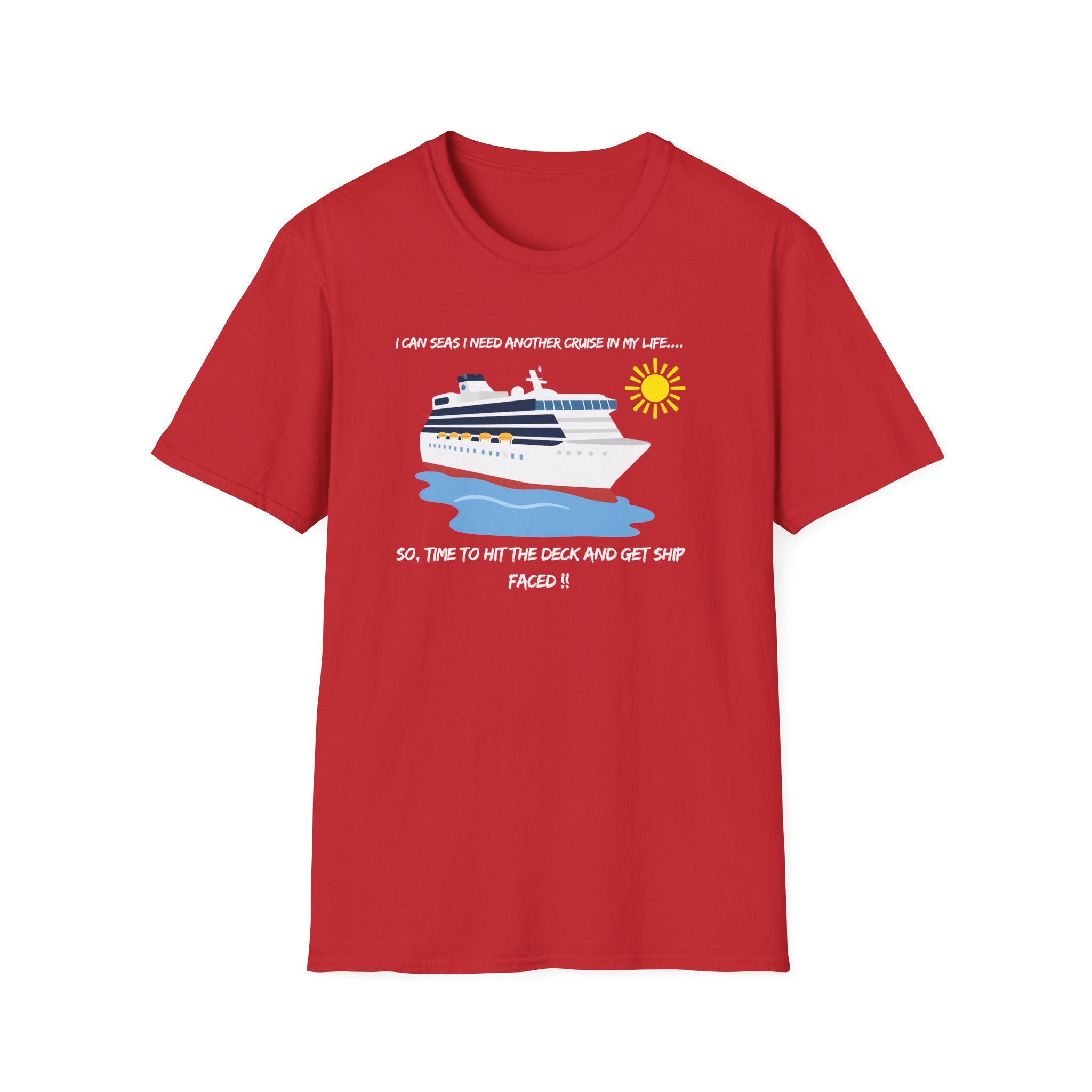 Ship Faced Cruise Ship Tee — Summer Vacation Boat Graphic T-Shirt