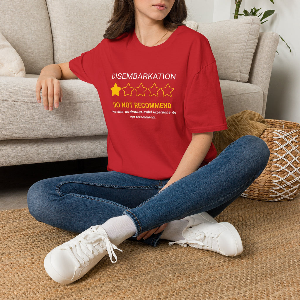 Disembarkation 1-Star Review T-Shirt – "Do Not Recommend" Funny Travel Shirt
