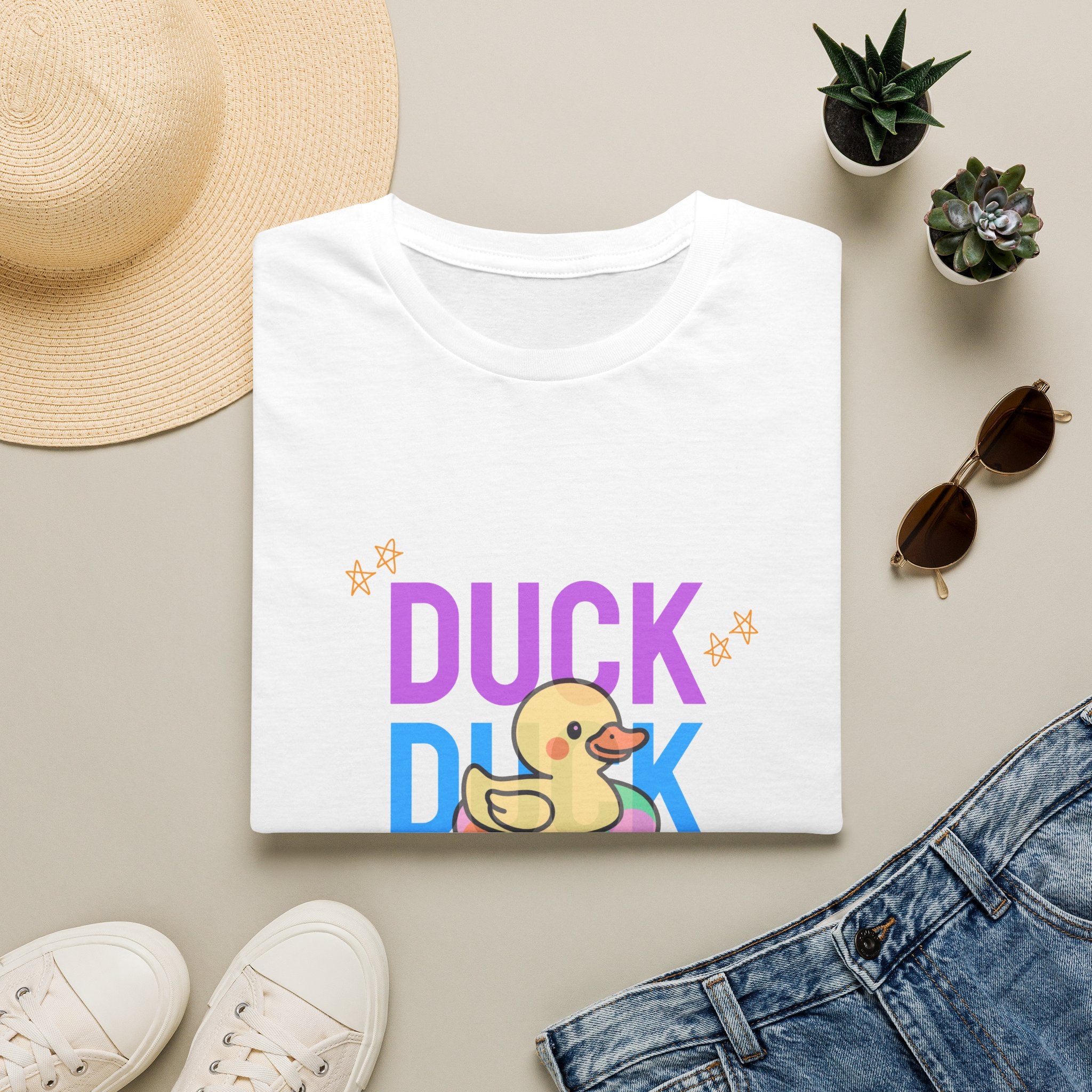 Duck Duck Rubber Duck T-Shirt — Cute Neon Duck Kids & Adult Graphic Tee