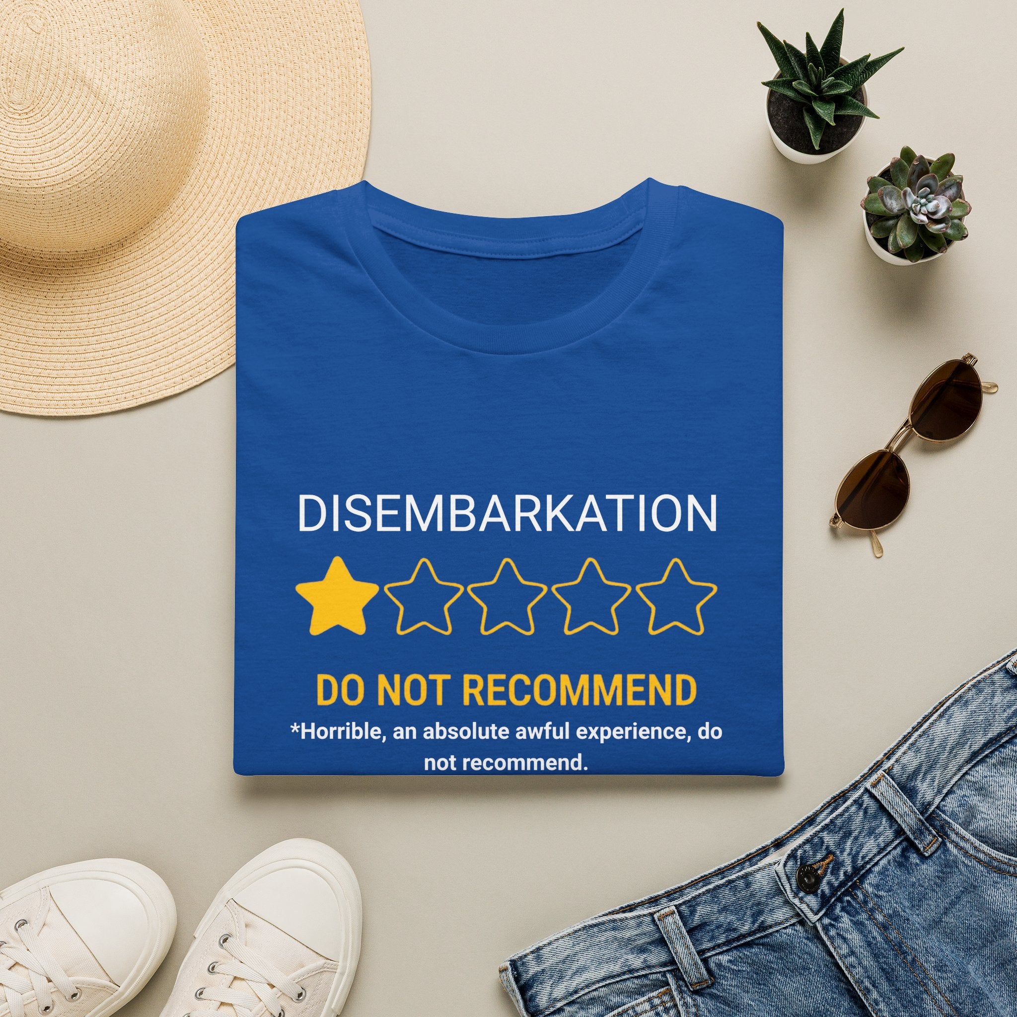 Disembarkation 1-Star Review T-Shirt – "Do Not Recommend" Funny Travel Shirt