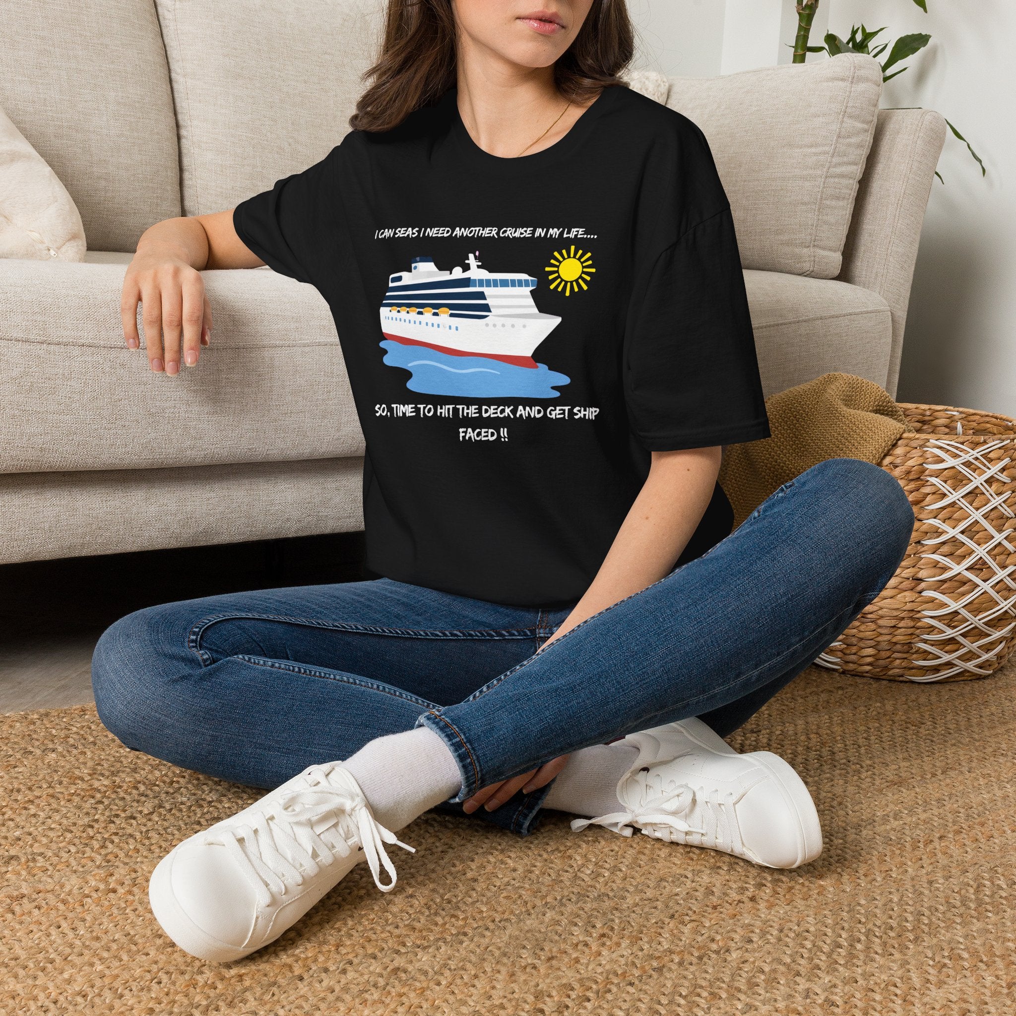 Ship Faced Cruise Ship Tee — Summer Vacation Boat Graphic T-Shirt
