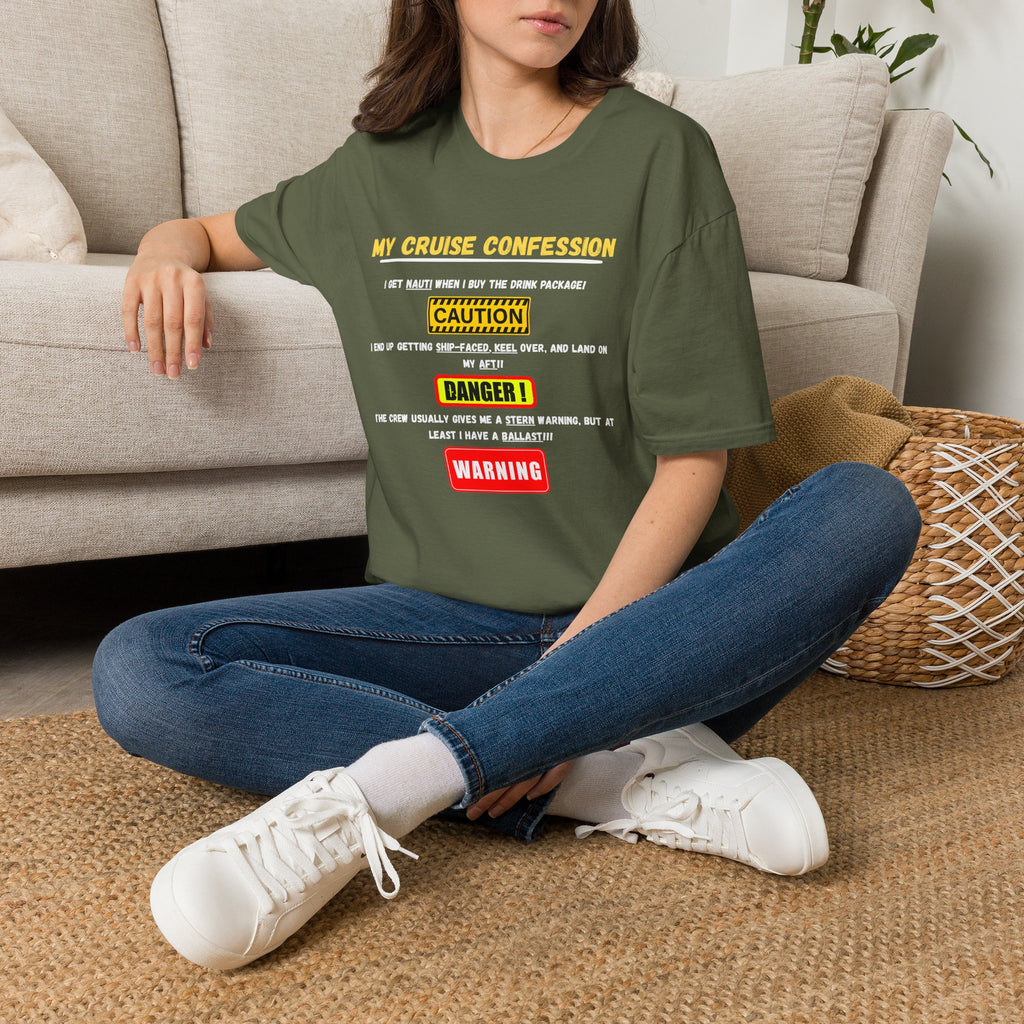 Cruise Confessions T-Shirt — “My Cruise Confession” Warning Graphic Tee