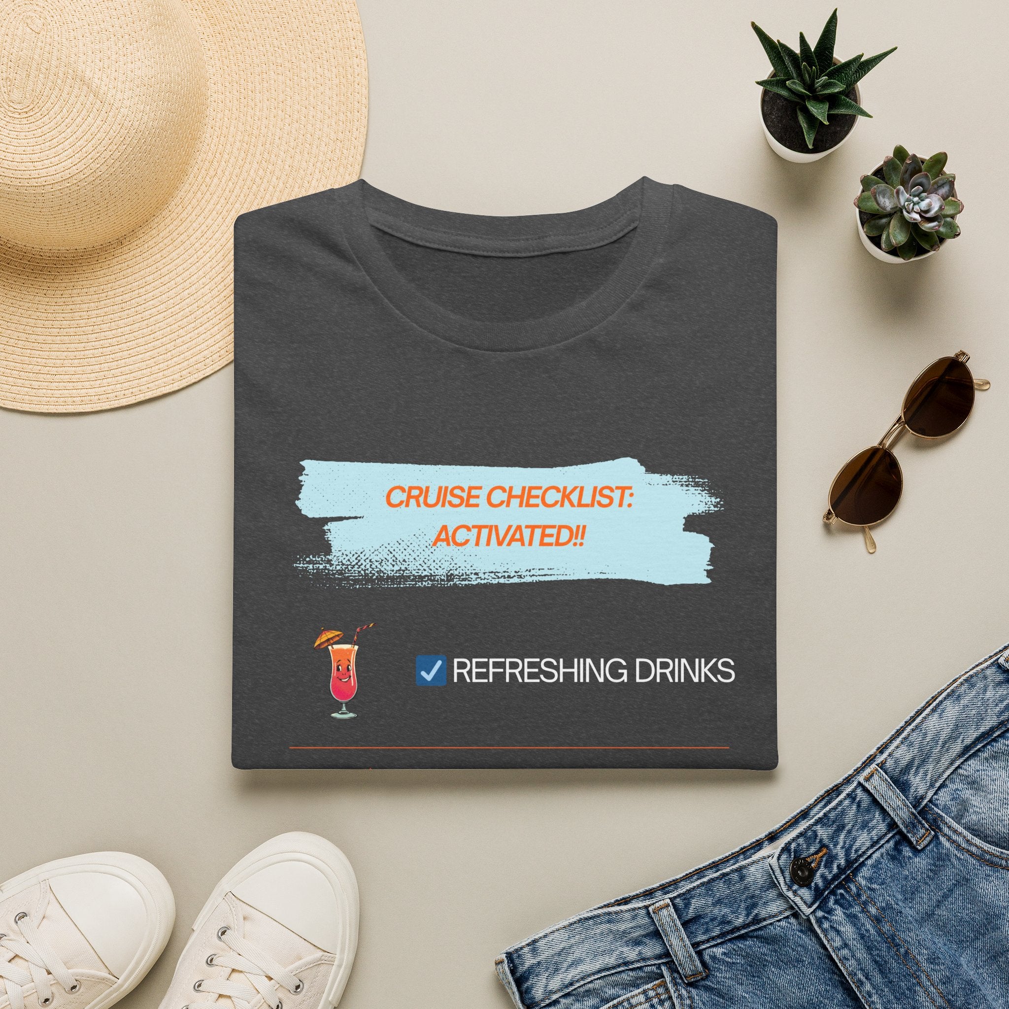 Cruise Checklist T-Shirt — "Cruise Checklist: Activated!" Female Vacation Tee