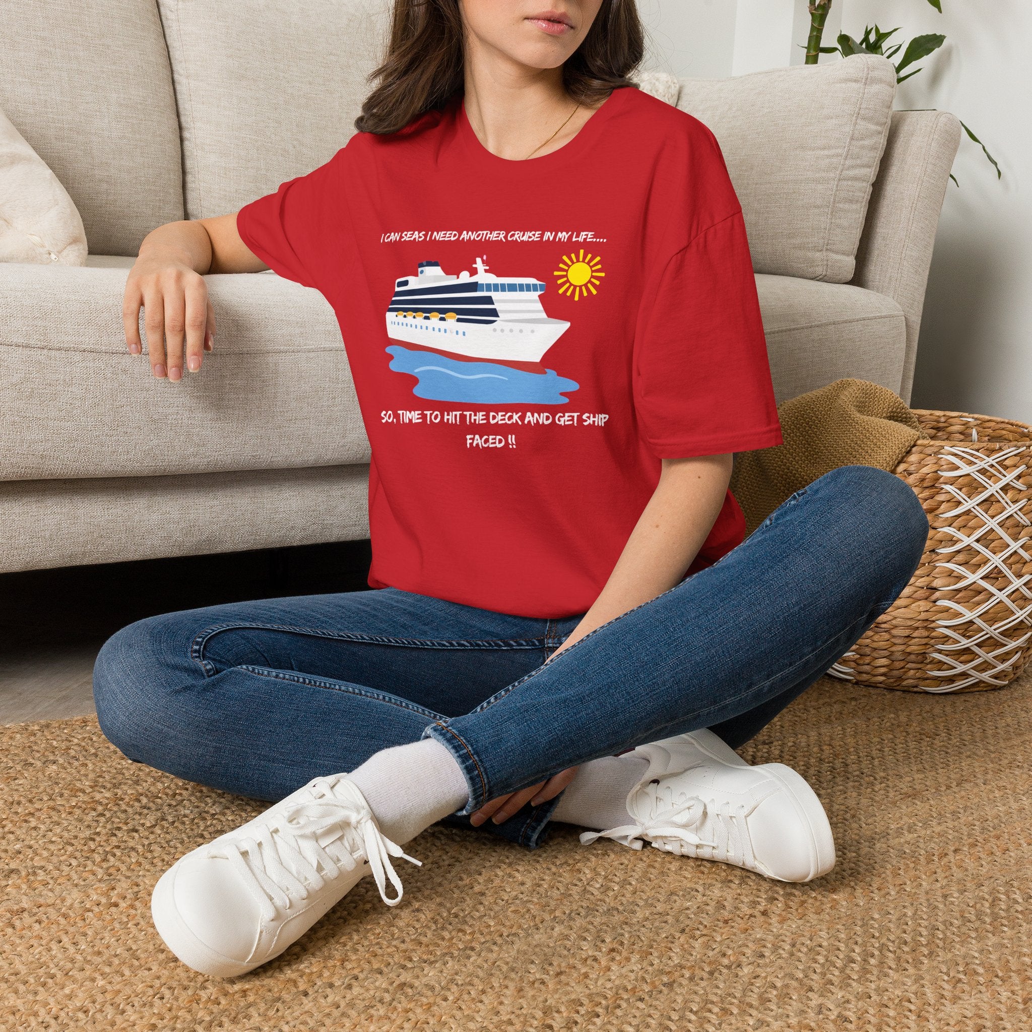 Ship Faced Cruise Ship Tee — Summer Vacation Boat Graphic T-Shirt