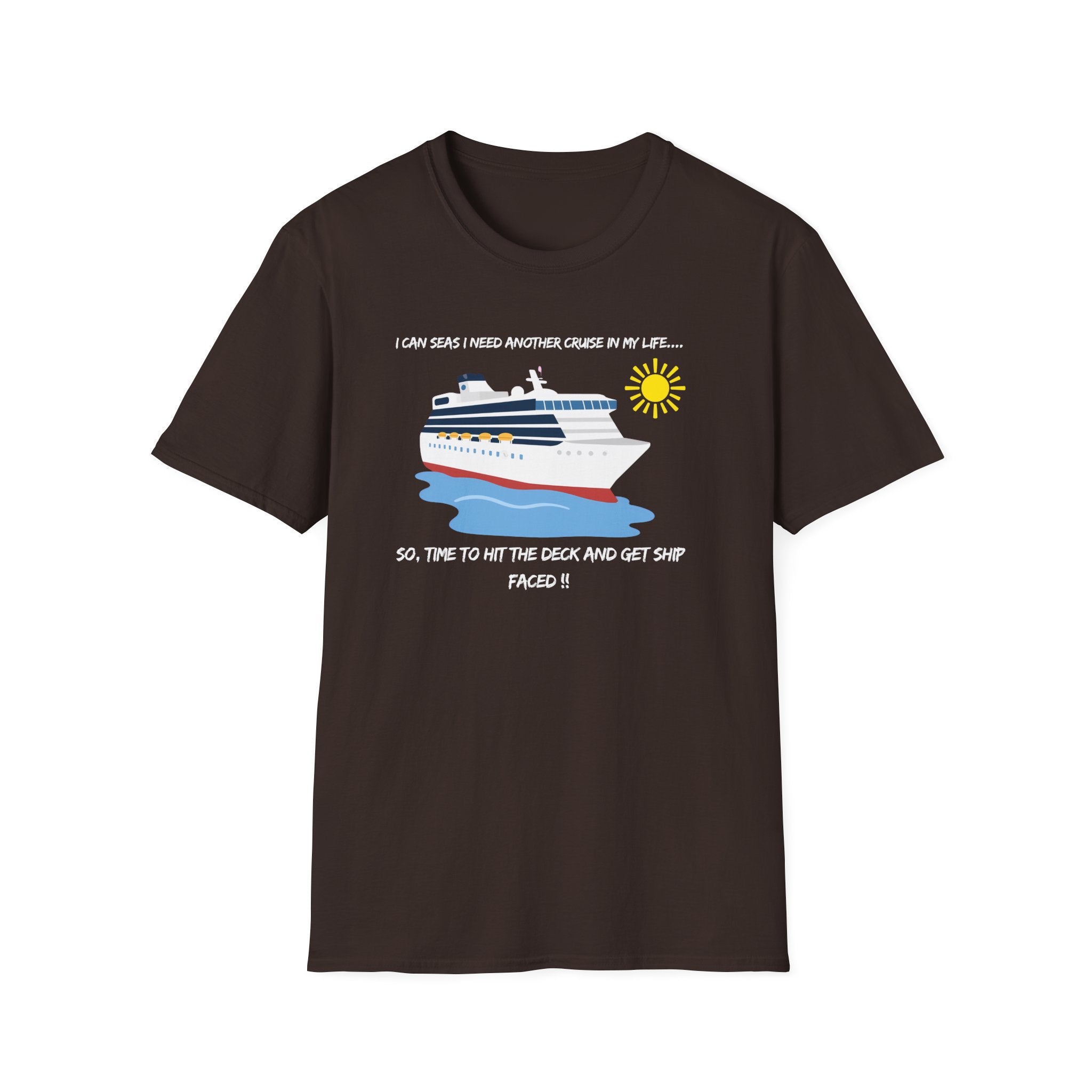 Ship Faced Cruise Ship Tee — Summer Vacation Boat Graphic T-Shirt