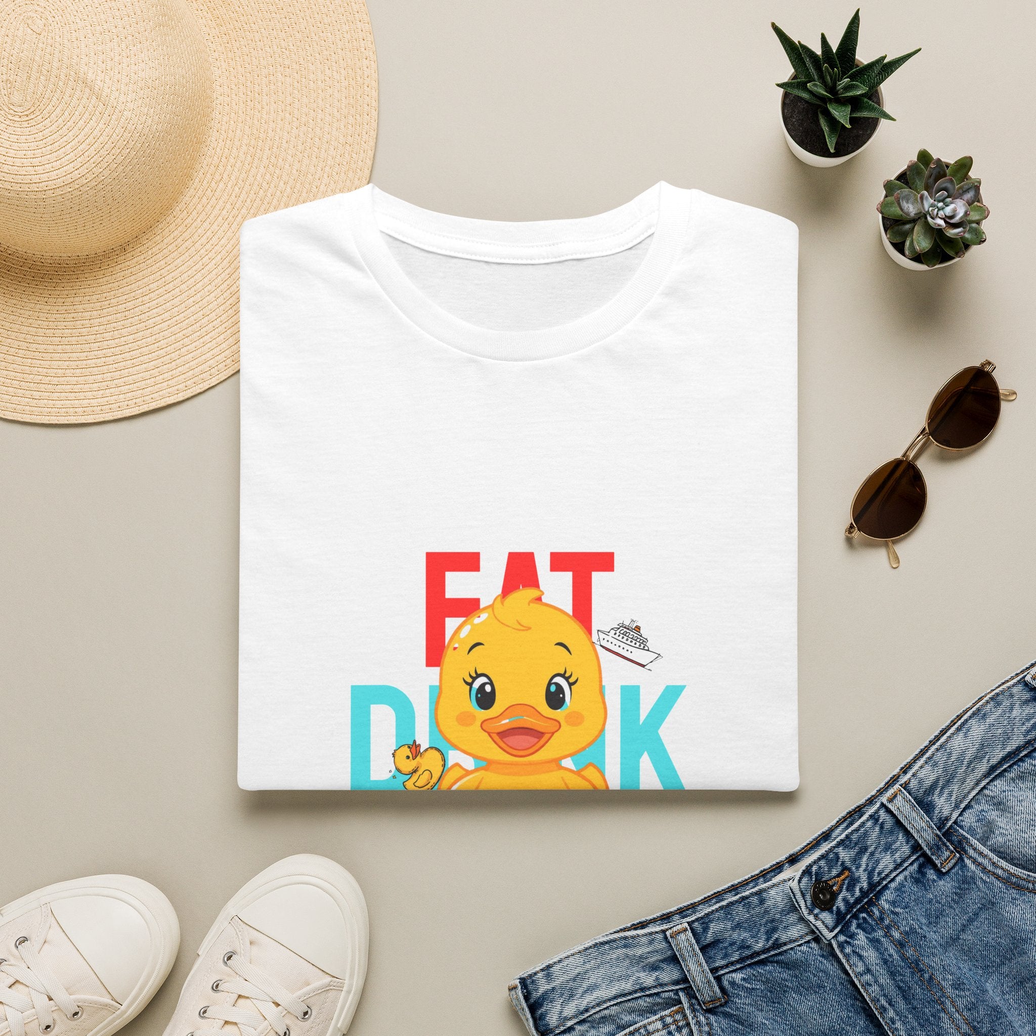 Duck Graphic T-Shirt — Cute "Eat Drink, Duck" Cartoon Tee