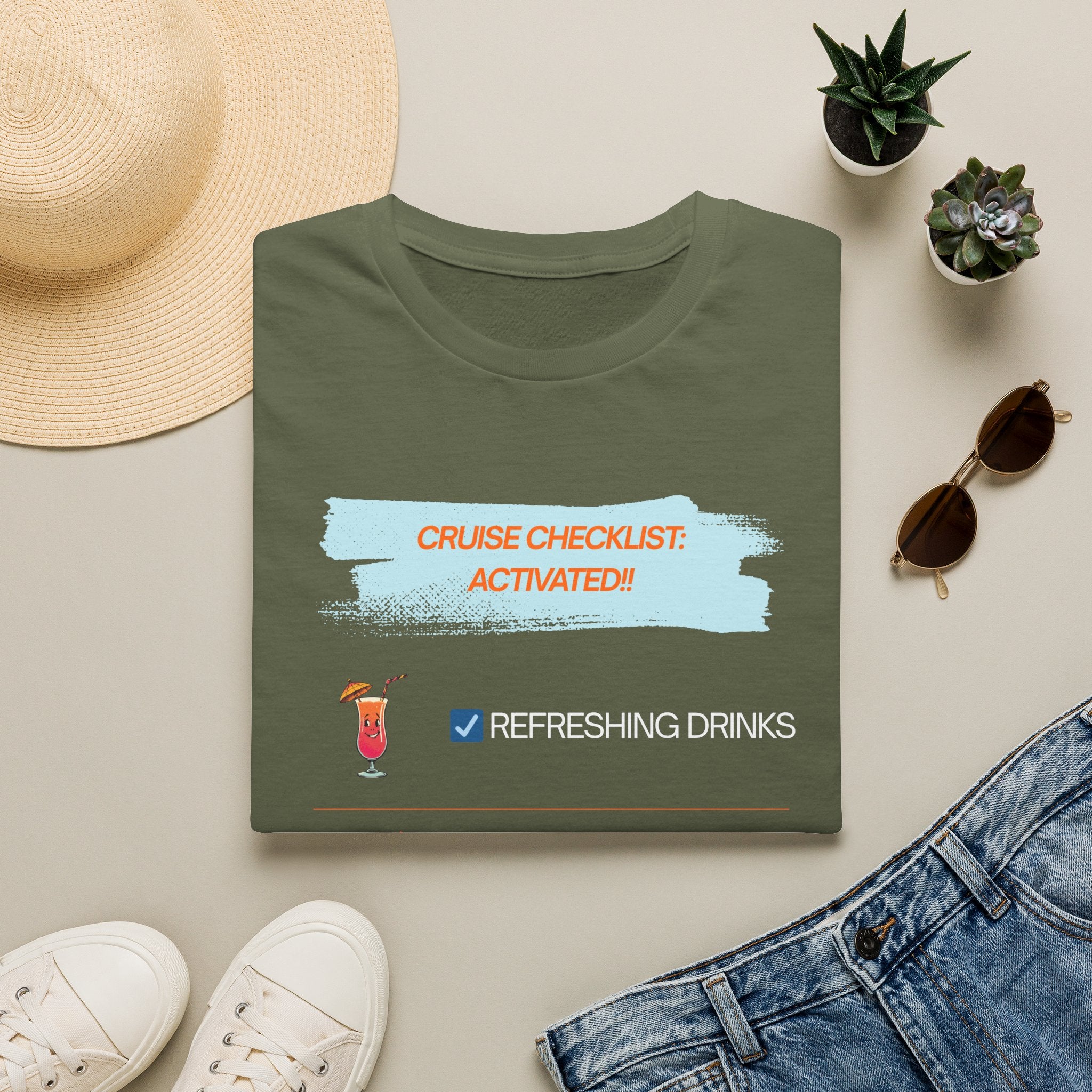 Cruise Checklist T-Shirt — "Cruise Checklist: Activated!" Female Vacation Tee